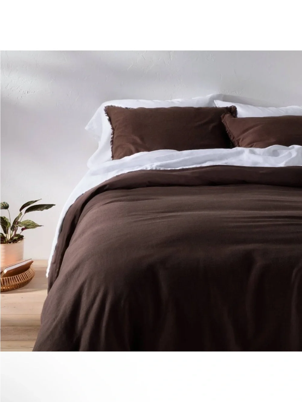 NWT King Heavyweight Linen Blend Duvet Cover and Sham Set Dark Fig - Casaluna
